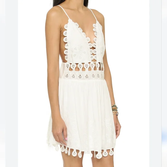 Honey Punch White Lace Cutout Spaghetti Strap Mini Dress Size Small - Picture 1 of 13